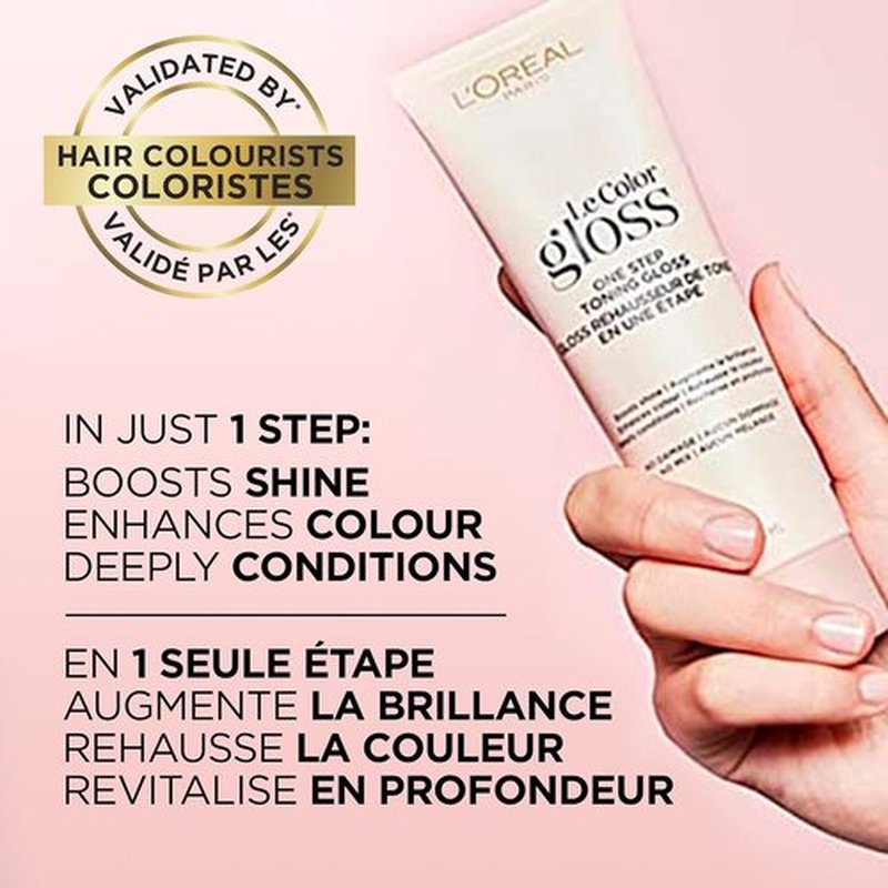 L’Oreal Paris Le Color Gloss - One Step In-Shower Toning Hair Gloss, Neutralizes Brass & Boosts Shine, Silver, 4 Oz