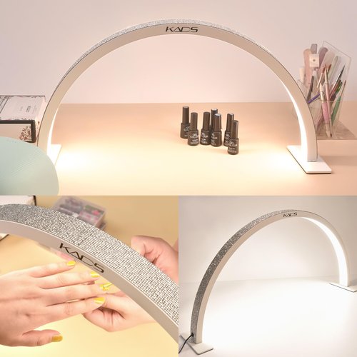 KADS Half Moon Nail & Lash Light - 29In Wide Desk Lamp, 3 Color Temperatures 3000k-6500k, White