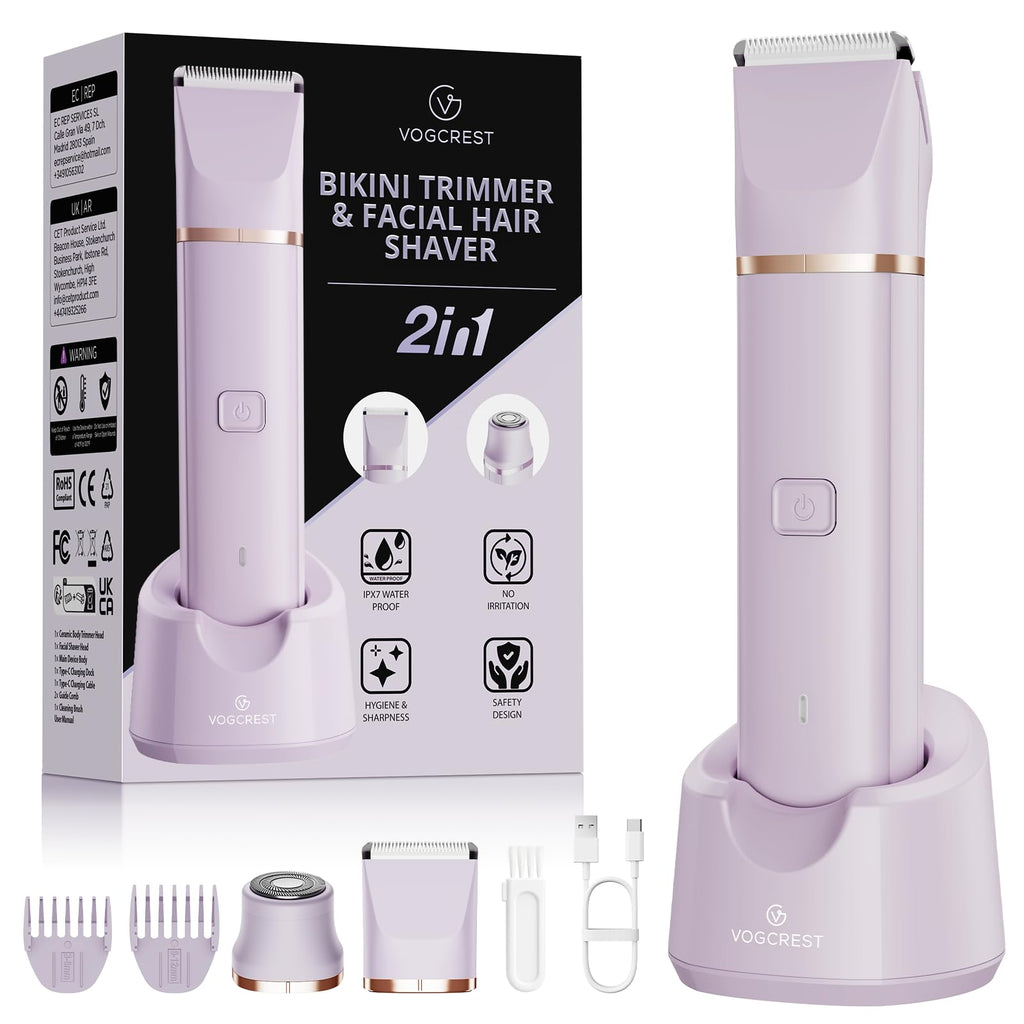 VG VOGCREST Eletctric Women's Trimmer: 2-in-1 Eletctric Shaver for Women