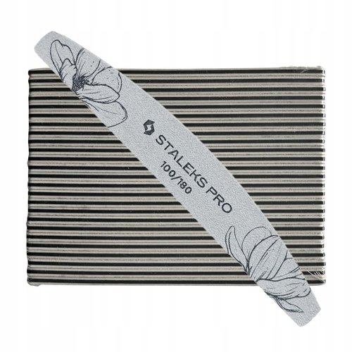 STALEKS PRO Expert 40 Crescent Mineral Nail File (100/180 Grit, 25 Pcs) – Professional Double-Sided File for Artificial & Natural Nail Shaping