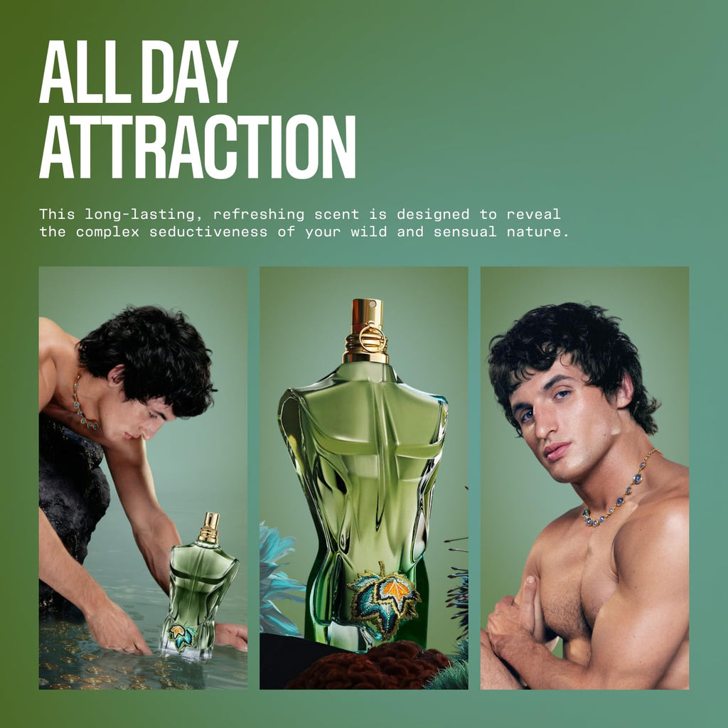 Jean Paul Gaultier Le Beau Paradise Garden Eau de Parfum for Men - Long Lasting Fresh Woody Aquatic Men's Cologne with Coconut Water, Green Fig & Sandalwood - Designer Fragrance Travel Spray, 0.34 oz