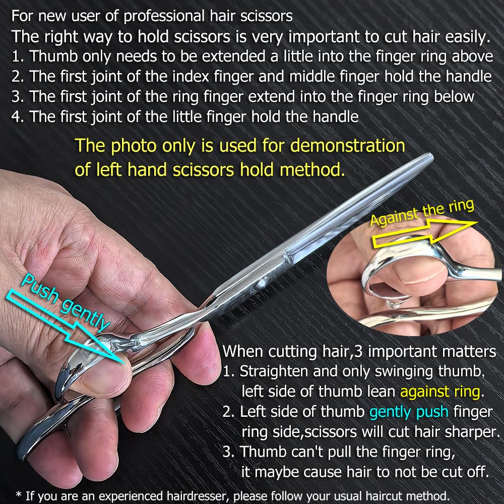 KINSARO Left Hand Hair Cutting Scissors 6 Inch Japan 440c Hardness Verified
