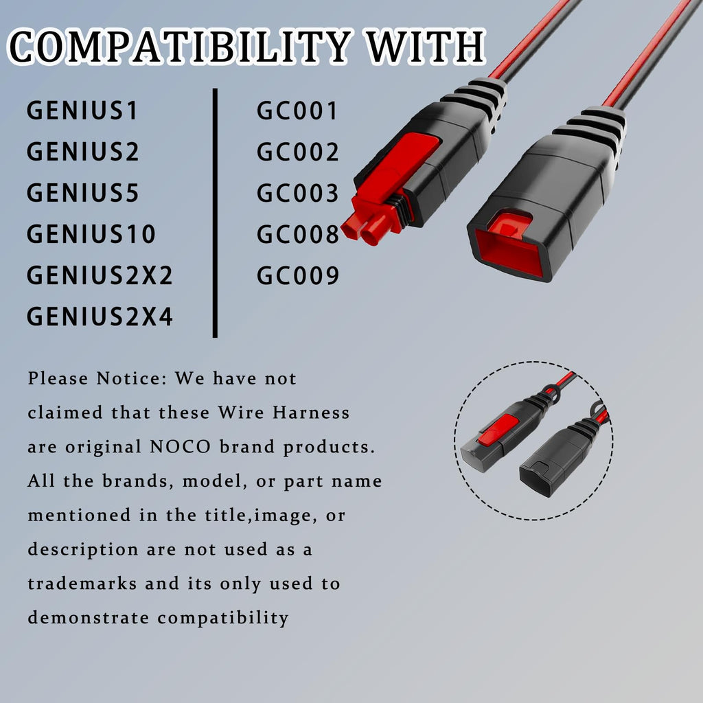GC004 + GC008 X-Connect Combo Fit for NOCO Battery Chargers Accessories M10 (3/8in) XL Eyelet Terminal, Replacement NOCO Battery Connector Smart Batteries Trickle Charger Extension Cable