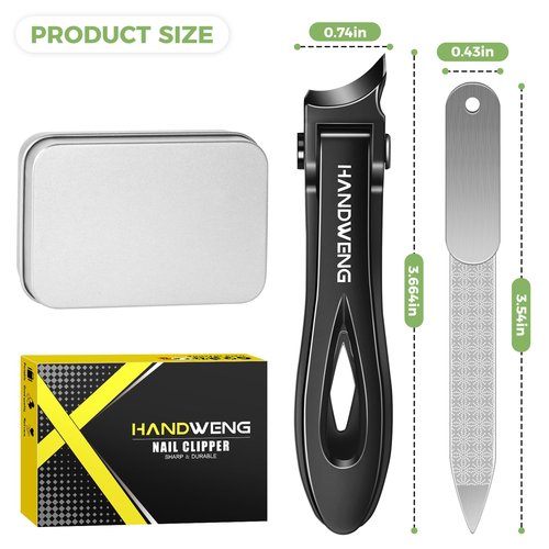 Slanted Nail Clippers for Ingrown Toenail, Toe Nail Clippers for Thick Nails for Seniors, Heavy Duty Fingernail Clippers Adult Nail Cutter with Wide Jaw