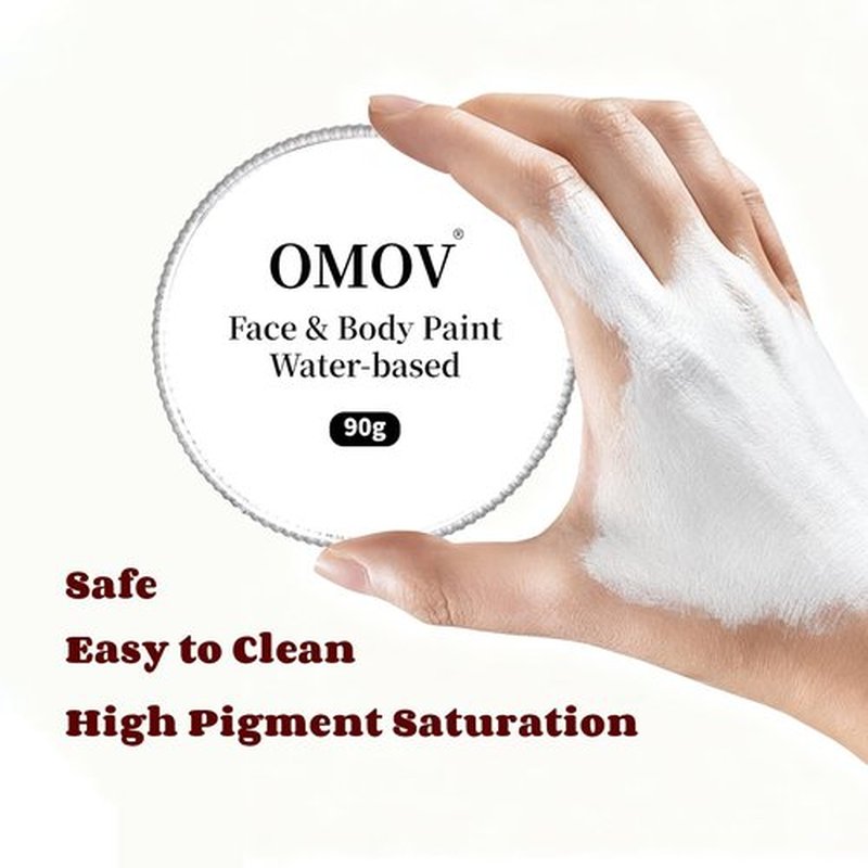 OMOV White Face Paint 90g (3.17 oz) Non-Toxic,Water Activated Face Painting Kit for Kids Adults,SFX Makeup Facepaint Palette for Halloween,Cosplay,Theater Party,Skeleton Skull Joker Special Effects