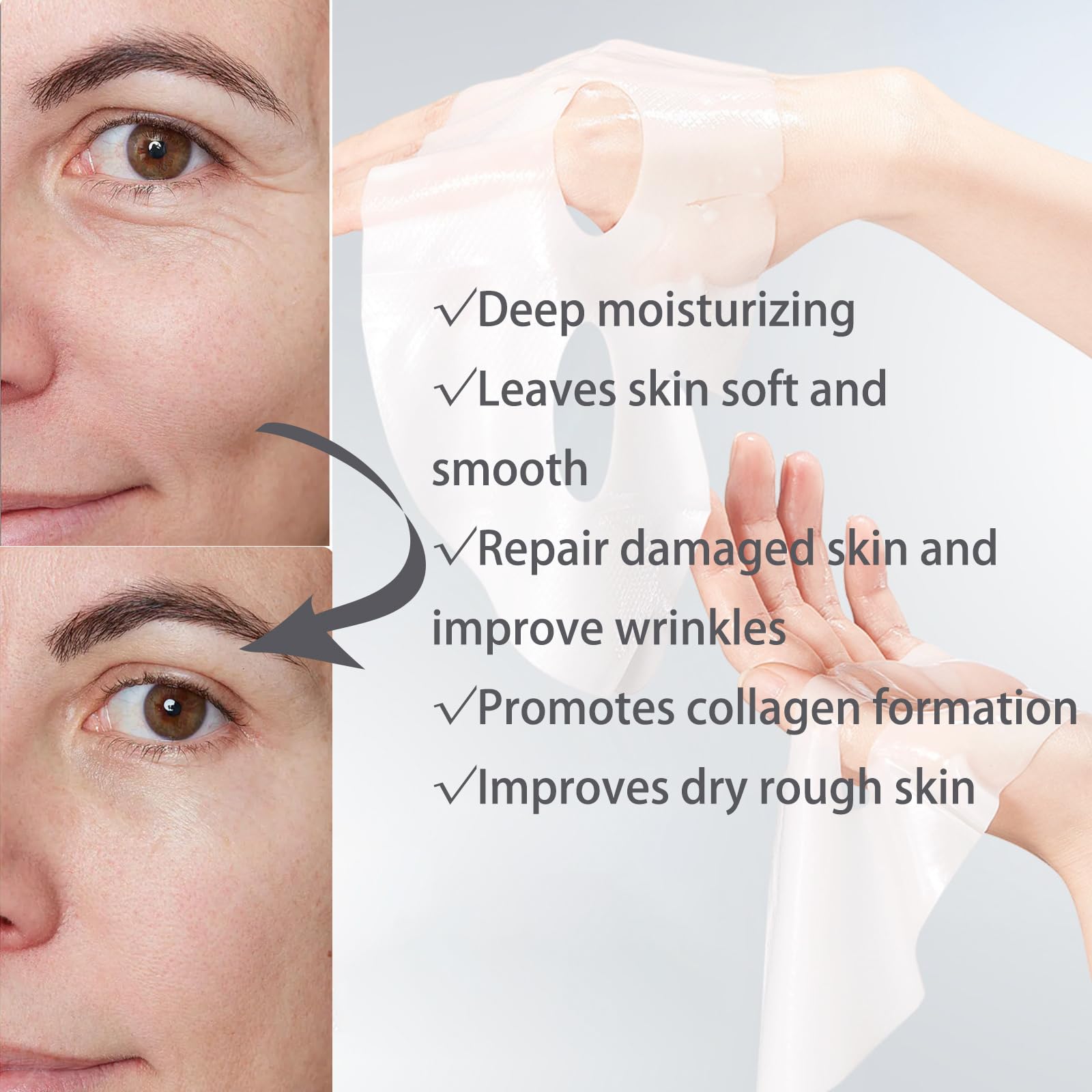 ONMYLOVIN 4 Pack Deep Collagen Overnight Mask,Bio-Collagen Real Deep Mask, Skinqueen Korean Collagen Films Deep Collagen Anti Wrinkle Firming Lifting Face Mask