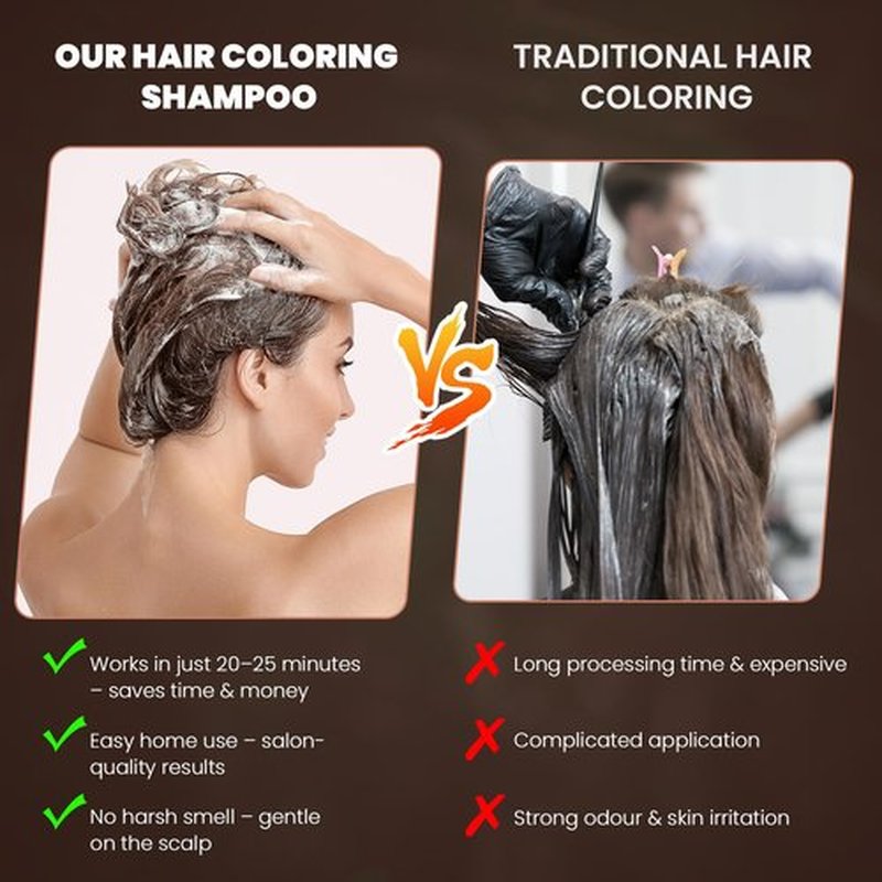 BELEZALIB Instant Black Hair Dye Shampoo for Women Man Hair Color Shampoo for Gray Hair - 100% Gray Coverage - Natural Plant Hair Dye 3 in 1, 16.9Fl OZ
