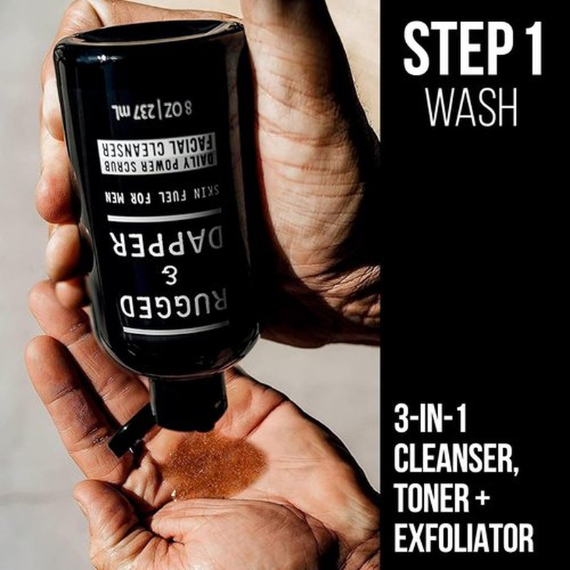 RUGGED & DAPPER Daily Duo Skincare Set for Men - Age Defense Moisturizer & Power Scrub Face Wash