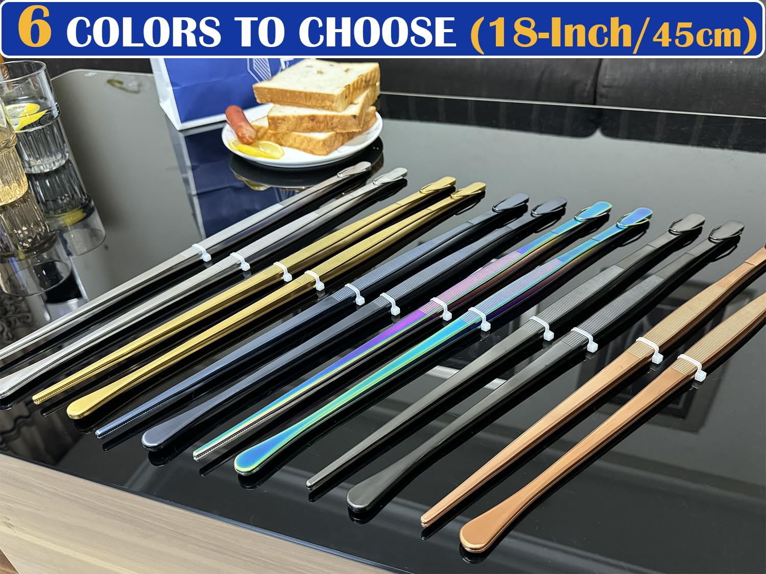 JETKONG 2 Pcs 18 Inch (45cm) Stainless Steel Grill Tongs Heavy Duty Giant Tweezer Tongs, Extra Large Tweezers Tools for Cooking, Grilling, BBQ and Turning Food (Silver)