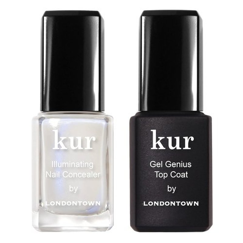 LONDONTOWN Nail Concealer & Gel Genius Top Coat Duo - Brighten & Illuminate Nails, Chip-Resistant Finish, 2 Piece Set, 0.4 Fl Oz