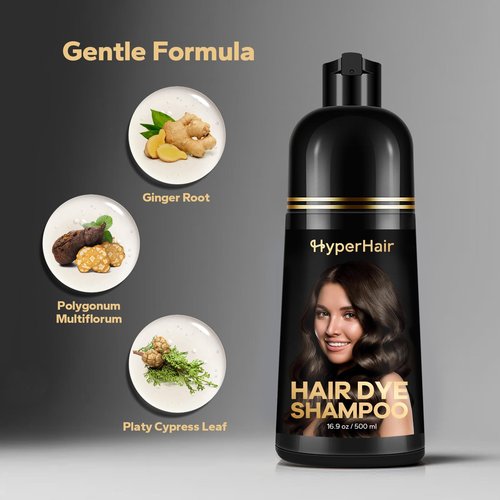 HyperHair Dark Brown Hair Dye Shampoo, Shampoos for Color Treated Hair, Hair Dye Shampoo 3 In 1, Hair Dye, Shampoos for Gray Hair for Women & Men, Long Lasting & Coverage