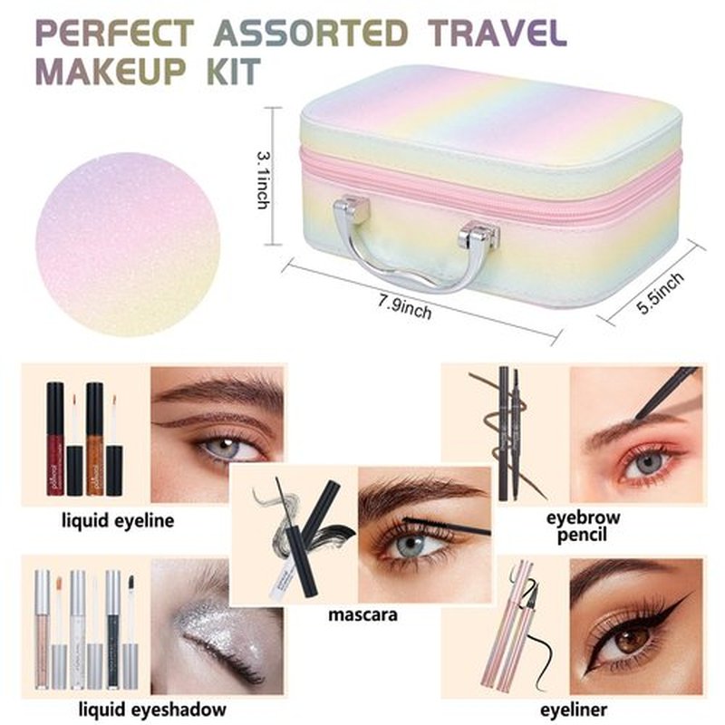Pomcral All In On Makeup Kit Makeup Set For Teens, Women, Girl and Beginners Includes Eyeshadow Concealer Palette Lip Gloss Set Lipstick Eye Pencil Makeup Brushes