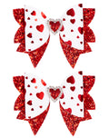 Valentine Hair Bows with Rhinstones Red Glitter Heart Love Hair Clips Valentine Hair Accessories for Women - Non Slip Alligator Clips Bows for Girls