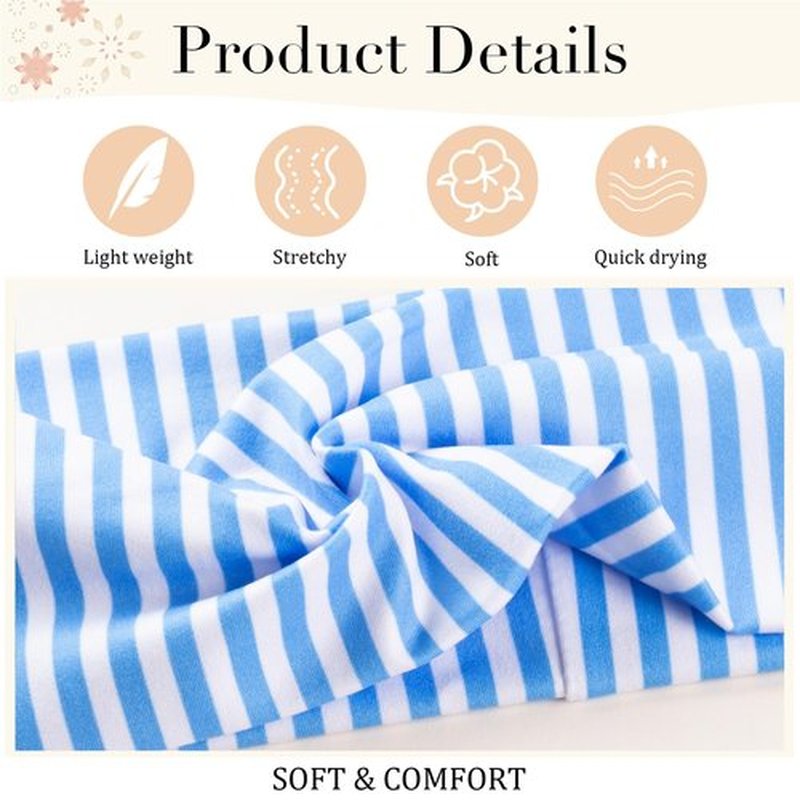 SENMAY 4pcs Striped Headbands for Women Wide Head Bands for Women's Hair Non Slip Wraps Elastic Stretchy Fashion Bandanas Workout Yoga Cute Hair Bands for Women's Hair Accessories