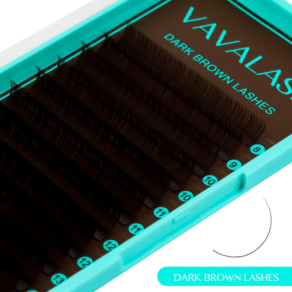 VAVALASH Colored Lash Extensions Dark Brown Eyelash Extensions 0.03 0.05 0.07 0.1 0.15 Volume Lash Extension 8-15mm Mixed Lashes C D Curl Premium color Lashes Extension(Dark Brown-0.03-CC-8-15mm)