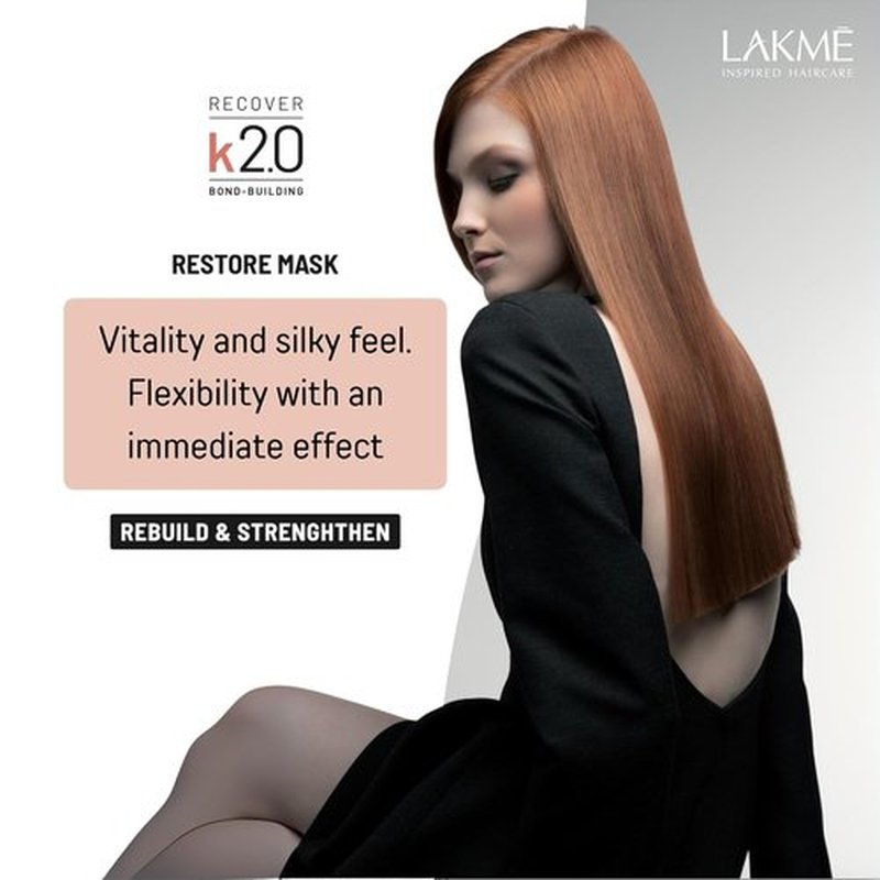 Lakmé K2.0 Recover Restore Mask - Deep Hydration Hair Mask for Damaged Hair | 8.45 Fl Oz