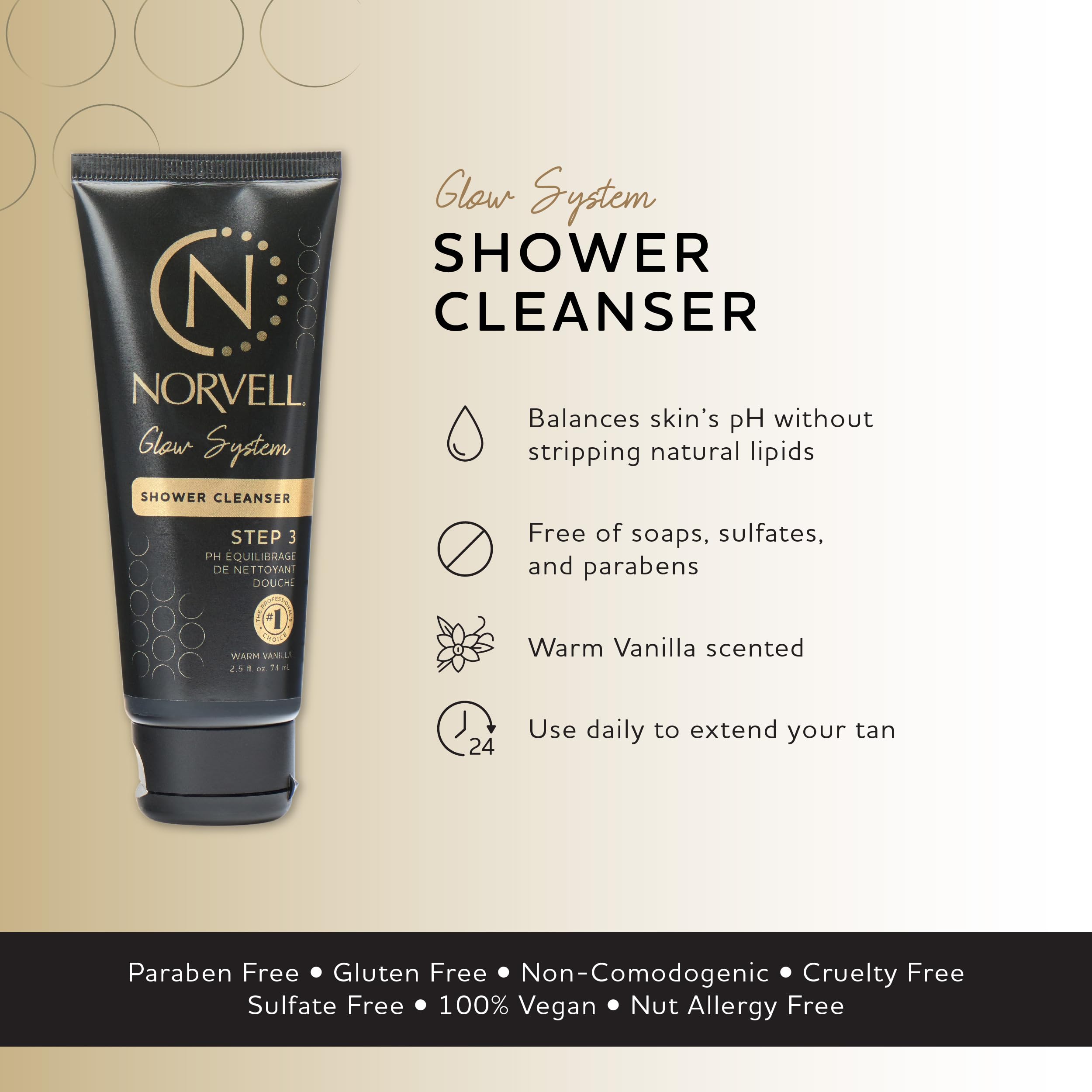 Norvell Post Sunless Self Tanner pH Balancing Cleanser - Travel Size Body Wash, 2.5 fl.oz