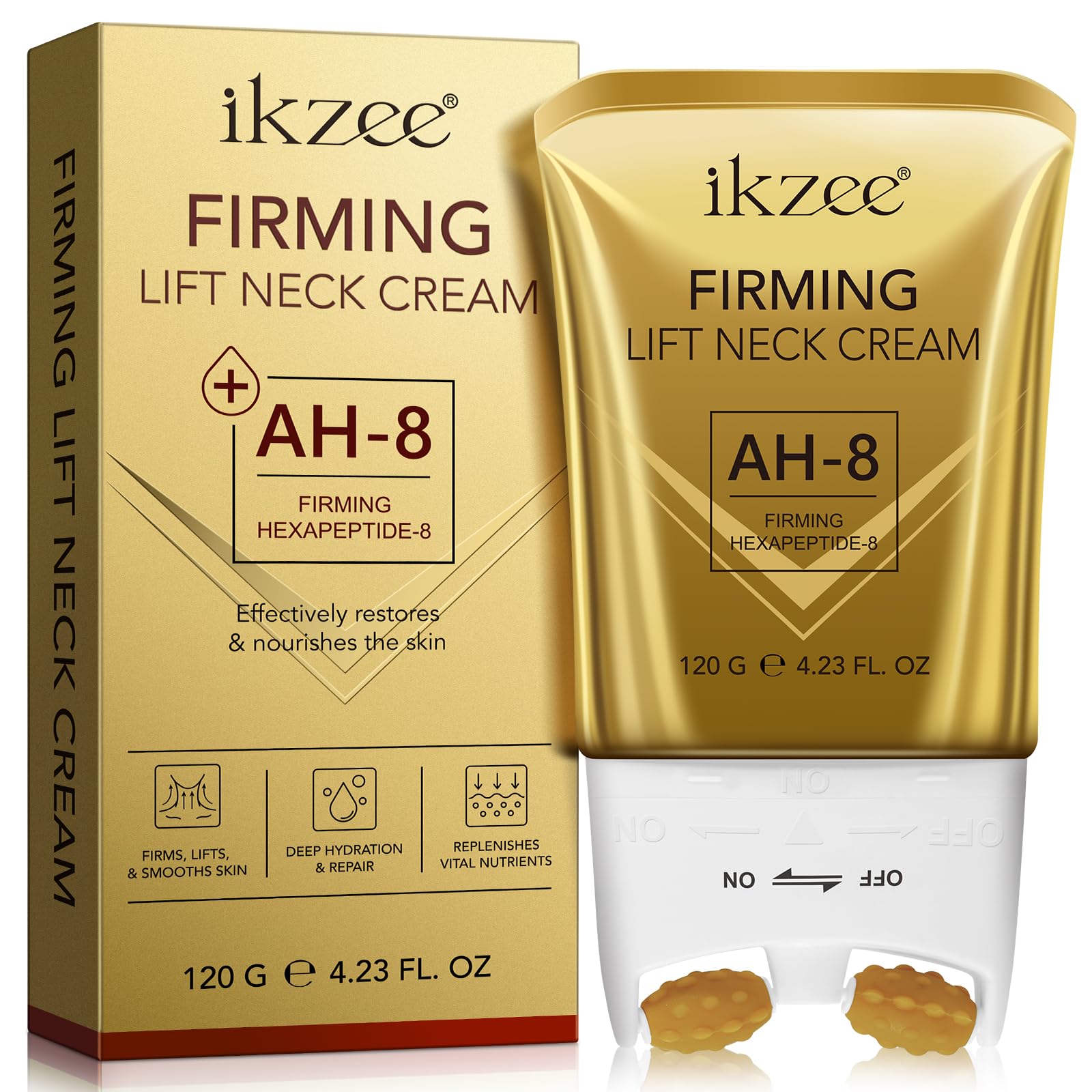 1Pcs Neck Roller Cream, Firming Skin, Reduces Neck Lines, Moisturizes, Improves Elasticity, Anti-Aging, Suitable for Both Men and Women(4.23Fl.oz)