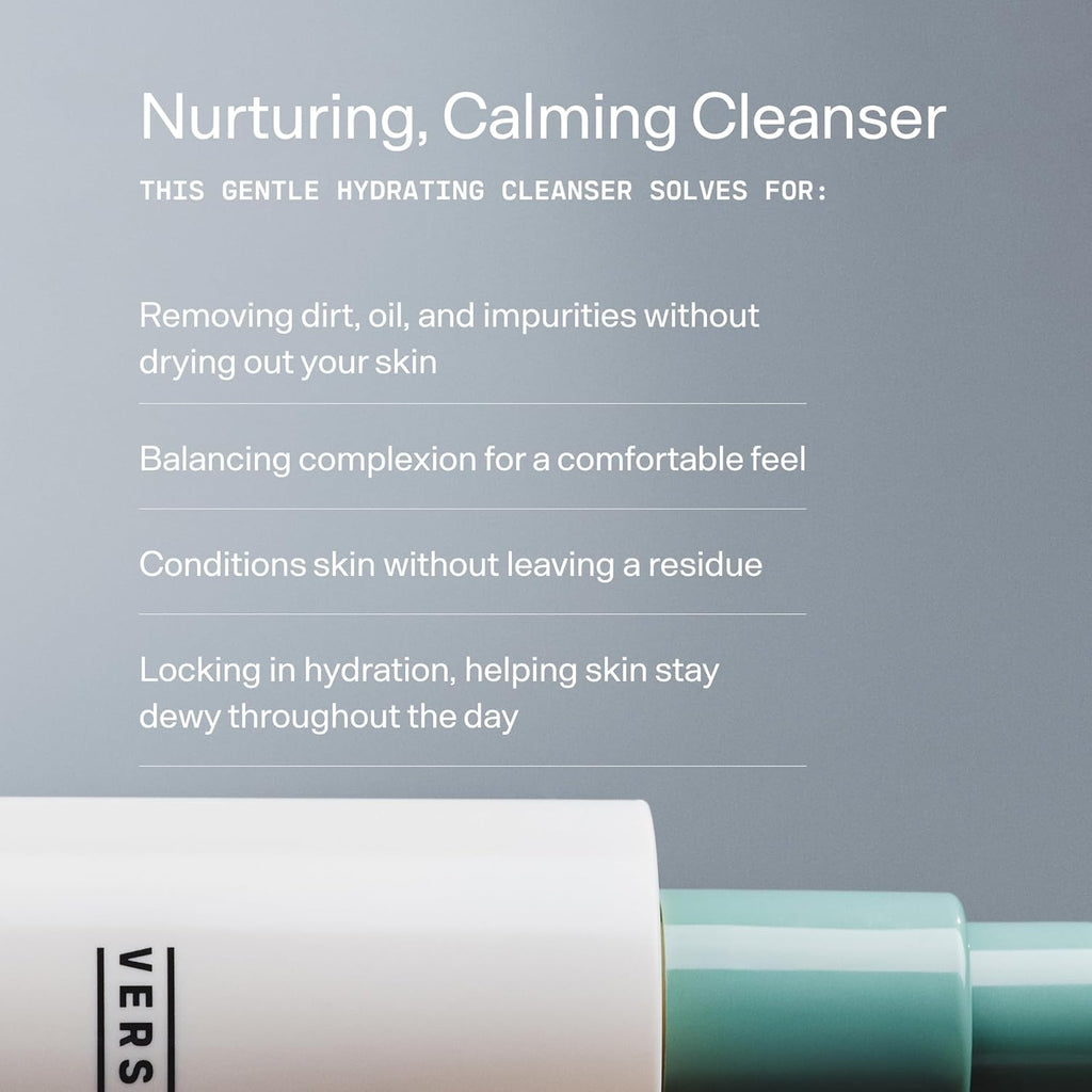 Versed Gentle Hydrating Facial Cleanser - Fragrance-Free Cream Cleanser with Hyaluronic Acid & Aloe - 6 fl oz