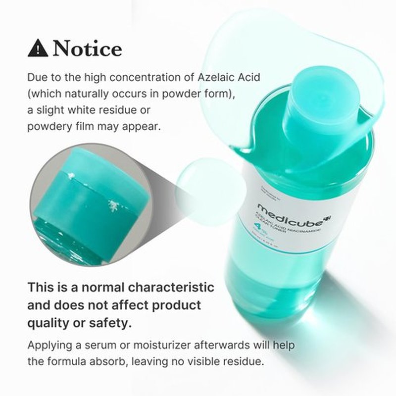 medicube Azelaic Acid Niacinamide Clarifying Toner | Troubled Skin Care, Ideal for Purifying & Calming | 4% Azelaic Acid & 2% Niacinamide| Soothing Daily Toner | Korean Skin Care | 8.45 fl.oz