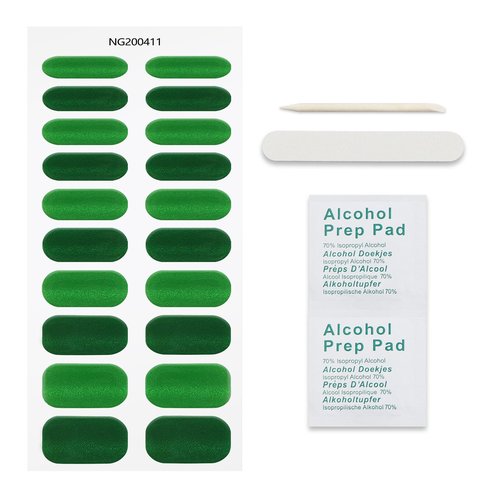 JMEOWIO Semi Cured Gel Nail Strips Green Cat Eye Gel Nail Stickers Nails Art Design Decoration Accessories
