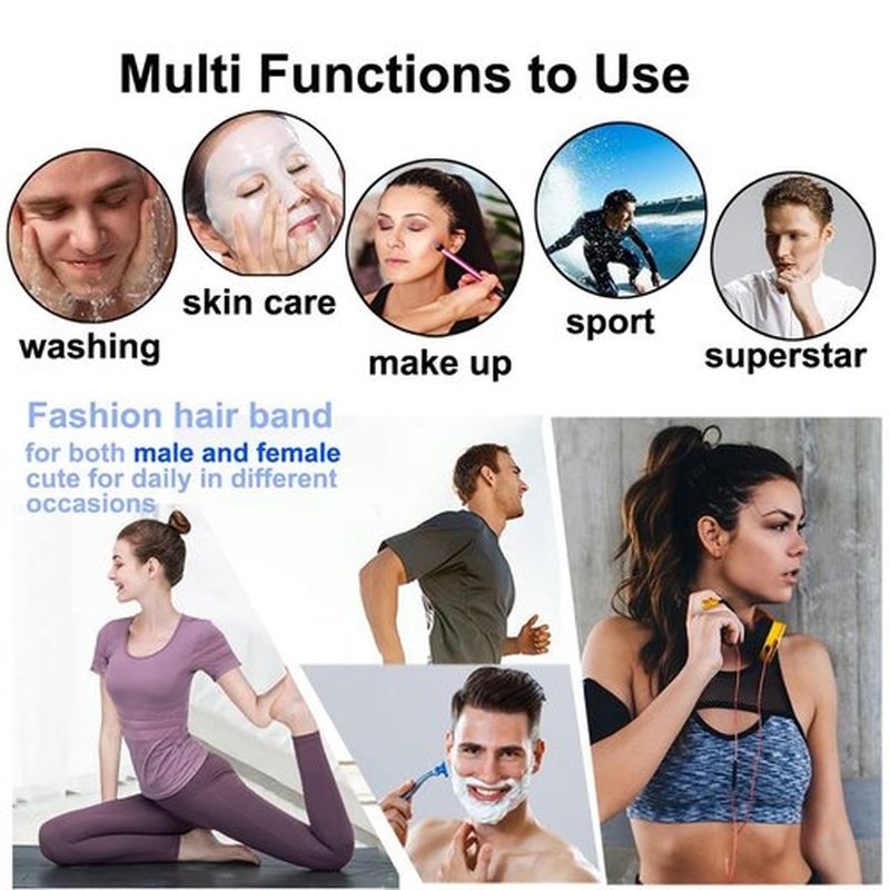 KELUBATU Metal Headband for Men, Unisex Black Wavy Spring Hair Band, Zig Zag Head Band, Fashion Elastic Hair Accessories, Multipack Options Available(8pcs)