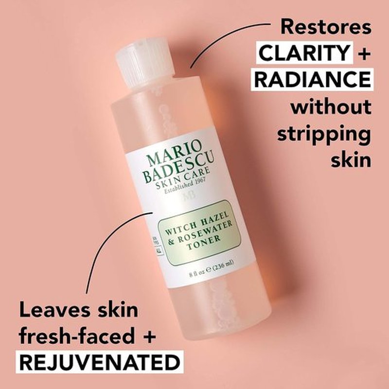 Mario Badescu Witch Hazel Facial Toner - Alcohol-Free, Infused with Lavender & Aloe Vera | 8 Fl Oz for Aging Skin