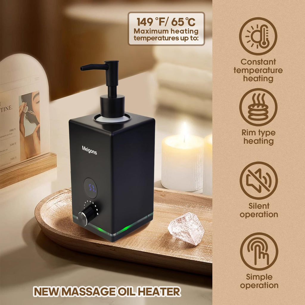 Oil Warmer for Massage, Body Lotion Heater with Two Oil Bottle Dispenser