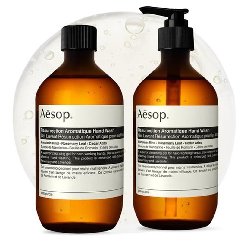 Aesop Resurrection Aromatique Hand Wash & Refill | Non-Drying Gentle Gel Hand Wash with Orange, Rosemary and Lavender Oils | 16.9oz / 500mL (Pack of 2)