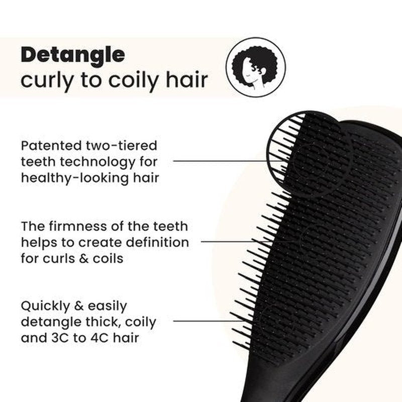 Tangle Teezer Ultimate Detangler Brush - Reduces Frizz & Breakage for 3C to 4C Curly Hair - Black