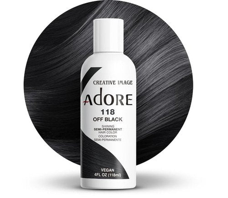 Adore Semi-Permanent Hair Color - Vegan & Cruelty-Free Black Dye | 118 Off Black, 4 Fl Oz