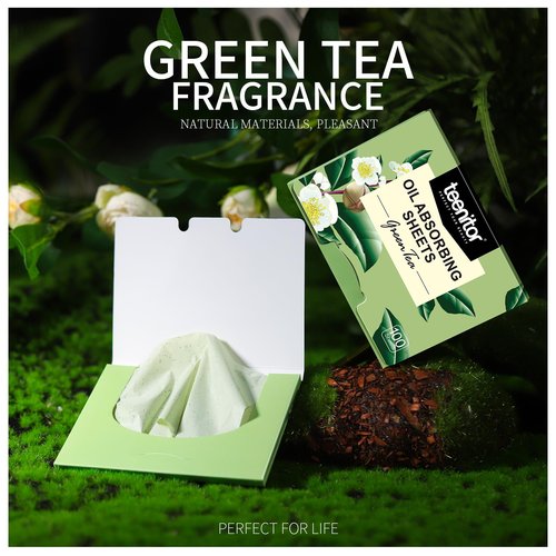 Teenitor Oil Blotting Sheets for Face, 2400 Sheets Oil Absorbing Sheets for Face, Green Tea Oil Absorbent Pads Oil Blotting Paper for Oily Skin, Face Oil Wipes Oil Sheets for Women Men, Large 10cmx7cm