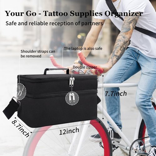 Tattoo Carrying Case Tattoo Supplies Organizer Tattoo Kit Box Case Tattoo Equipment Storage Bag Tattoo Travel Tattoo Storage Organizer for Tattoo Stencil Printer, Tattoo Ink, Tattoo Equipment