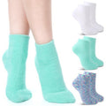 Tarpop 3 Pairs Aloe Socks Women Valentines Day Moisturizing Spa Socks for Dry Cracked Heel Feet Infused Gel Sleeping Fuzzy Lotion Gift for Women Men Softening Dry Feet(White, Green, Colorful)