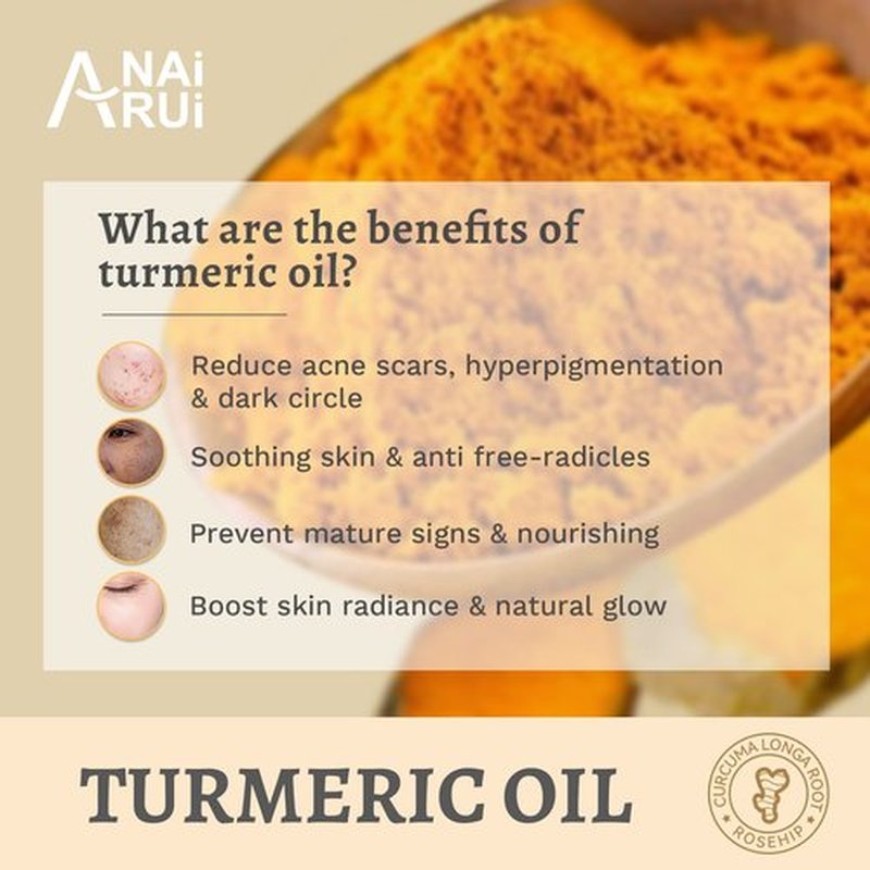 ANAI RUI Turmeric Face Oil, Facial Oils & Serum with Turmeric, Turmeric Skincare Oil for Dry Skin, Wrinkles, Acne, Evens Tone, Moisturizing Face Oil 1.06OZ