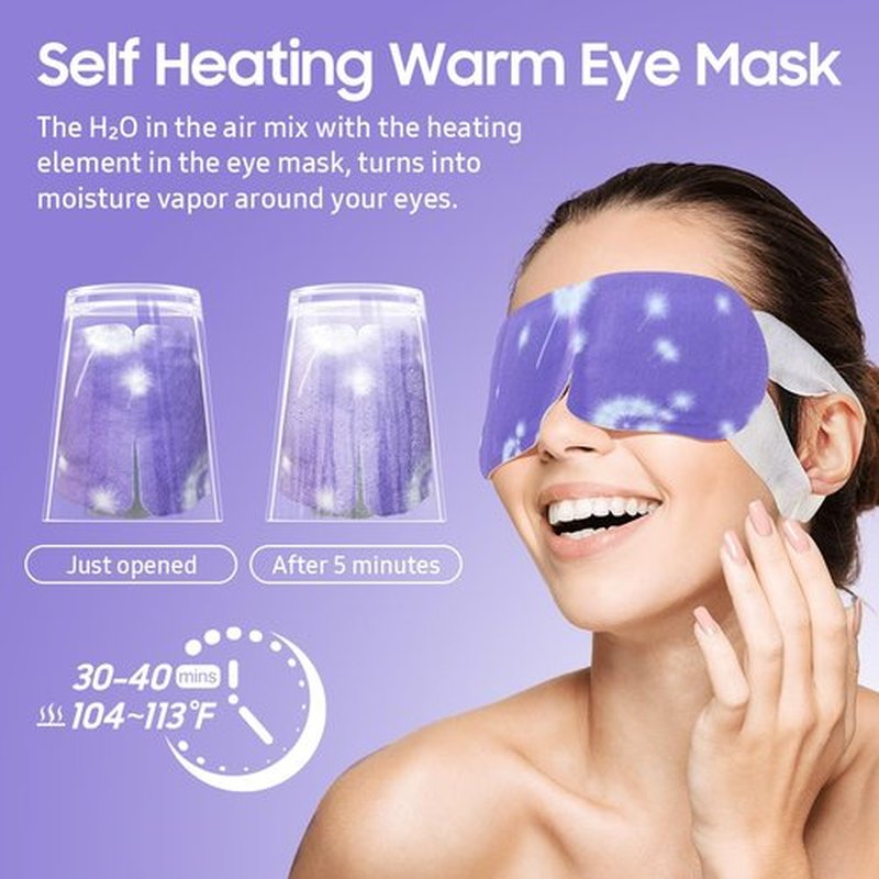 BeHoomi 20Packs Steam Eye Mask, Heated Eye Mask Warm Compress for Eyes, Disposable Self Heating Steam Mask for Home, Sleep, Spa, Travel Essentials & Relaxation Gifts, Valentine's Day Gifts (Lavender)
