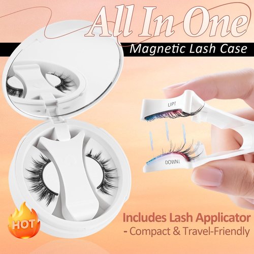 Magnetic Eyelashes with Applicator, No Eyeliner Needed, No Glue Reusable Magnetic Lashes, Natural Lightweight False Eyelashes, Easy Apply for Beginners
