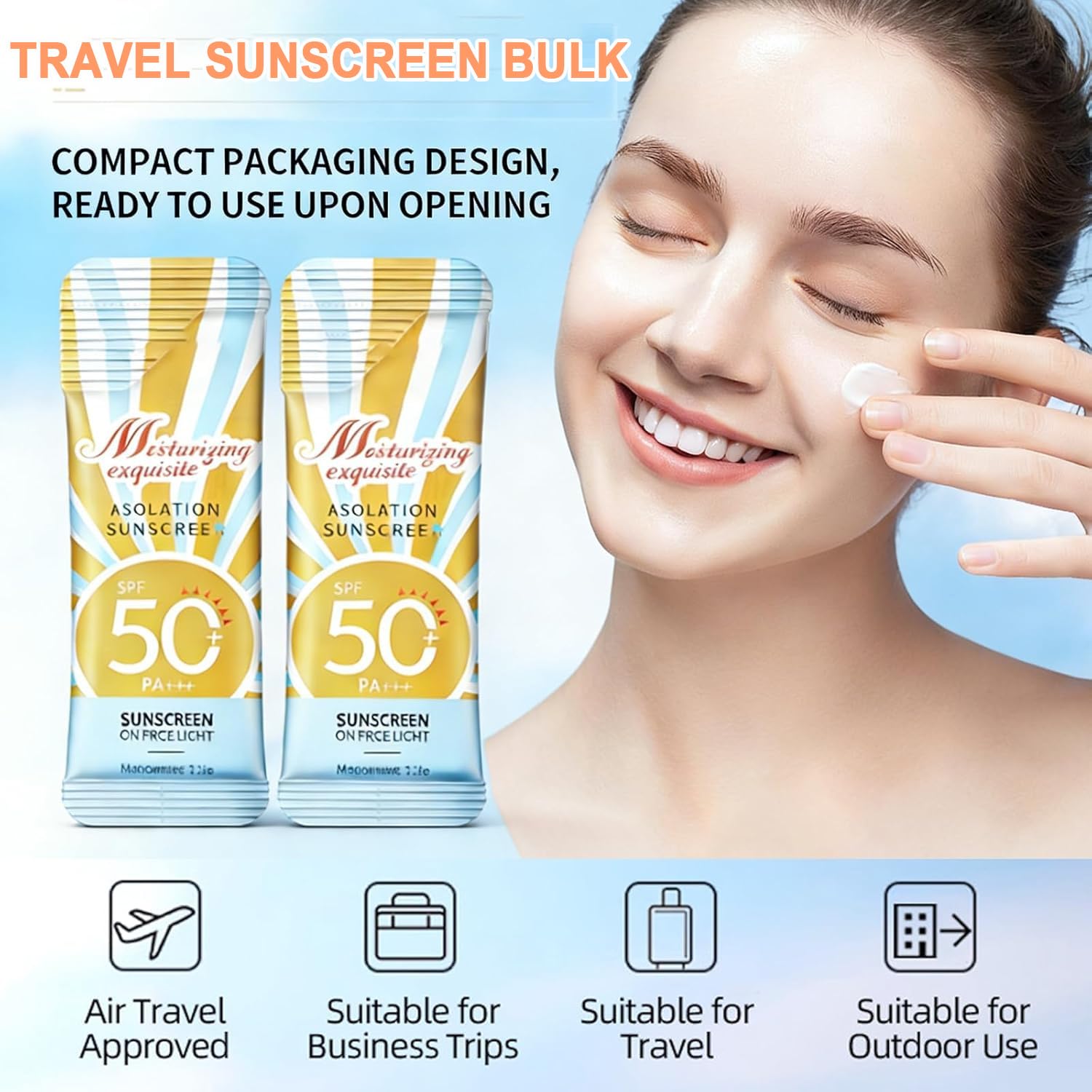 30 PCS Mini Sunscreen Bulk, SPF 50 Travel Size Sunscreen for Face and Body, Mini Travel Sunscreen Lotion, Vacation Essentials,Outdoor Sports & Party Favors, Lightweight and Non-Greasy