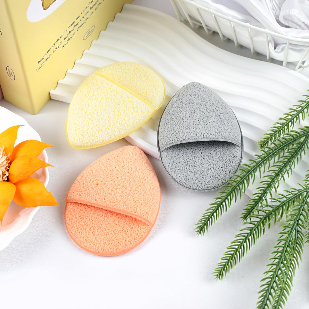 Brvlsoc Reusable Face Scrubber Sponges – 3-Pack Gentle Exfoliating Makeup Remover Pads for Face Wash & Daily Skincare (Orange, Yellow, Gray)