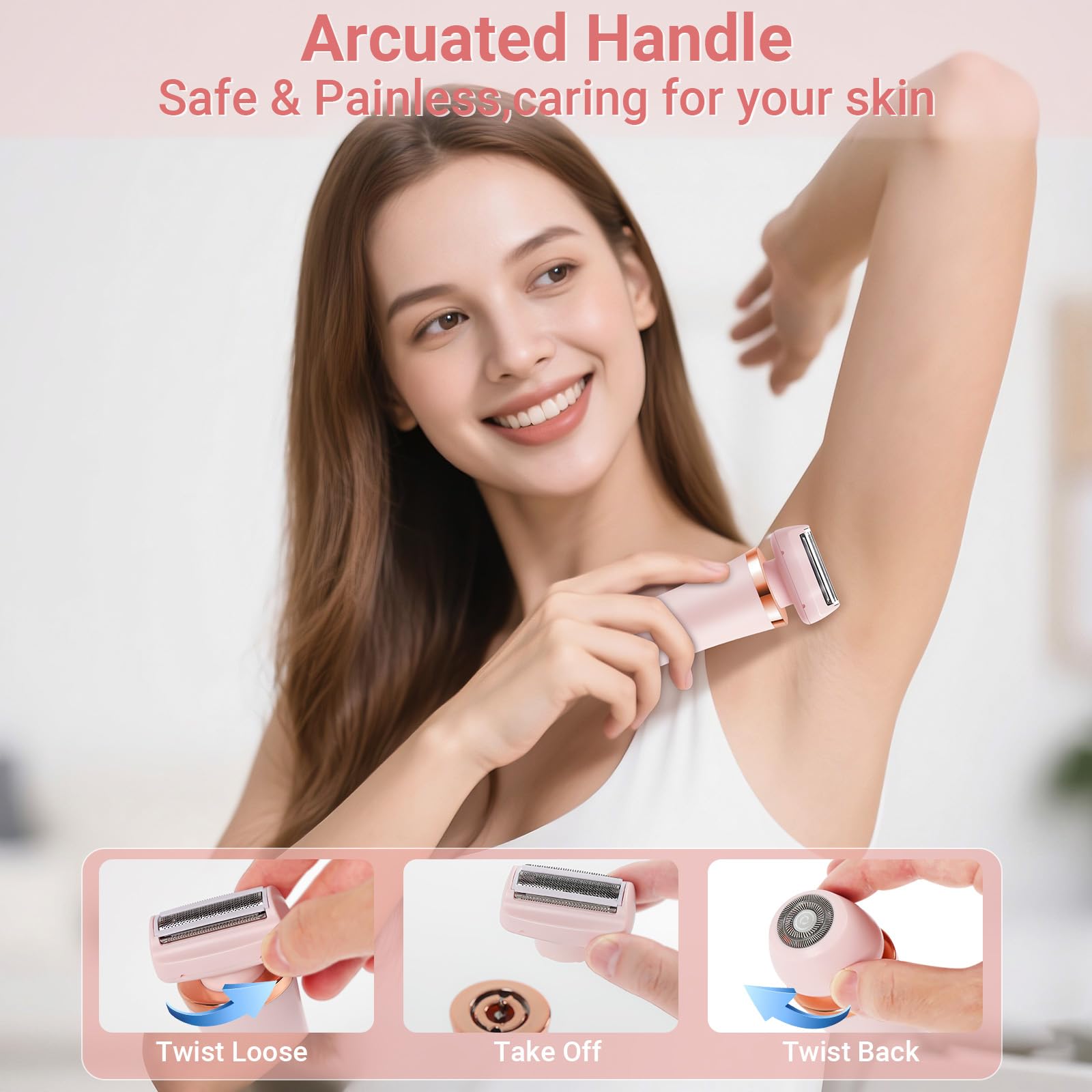 2-in-1 IPX7 Waterproof Wet Dry Bikini Shaver, Painless Wireless USB Rechargeable Portable Groomer for Women & Men Body Face