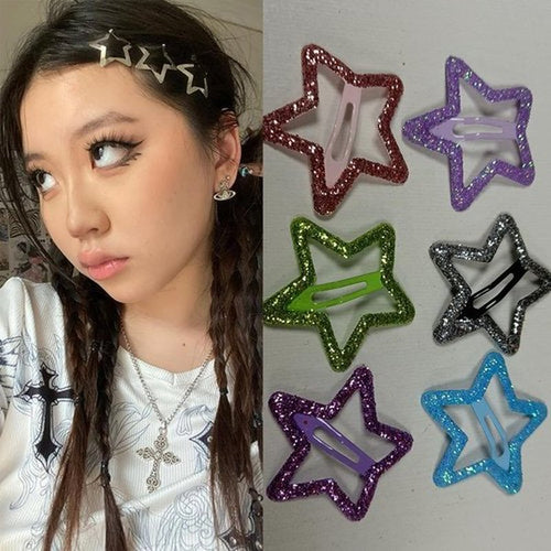 20 PCS Sparkling Star Hair Clips Snap Hair Accessories Non Slip Clips for Girls Women Metal Hair Clip Star Hair Barrettes Stars Hair Clips for Women Stars Hair Clip