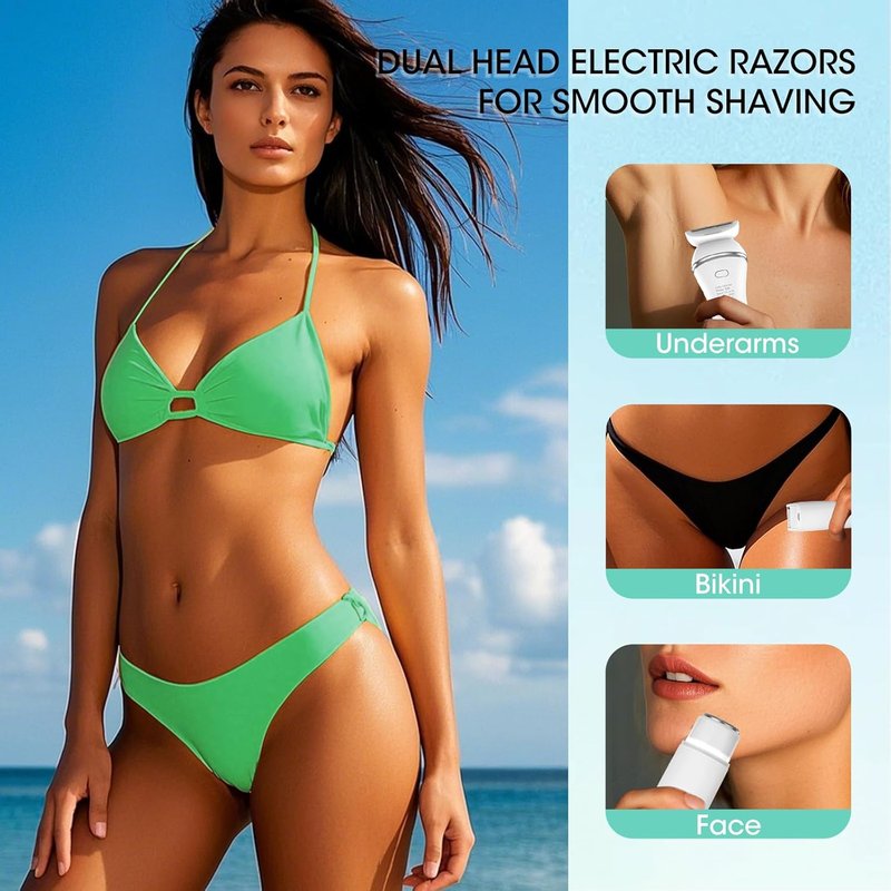 Zesuti Epilators | 2-in-1 Electric Hair Removal Razors for Women - Dual Head Bikini Trimmer & Facial Shaver