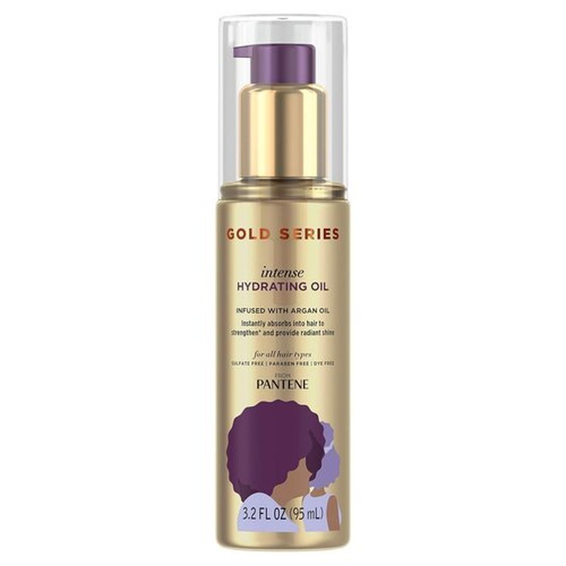 Pantene Gold Series Hair Oil Treatment - Intense Hydrating Argan Oil for Shiny Hair | 3.2 Fl Oz - Sulfate Free
