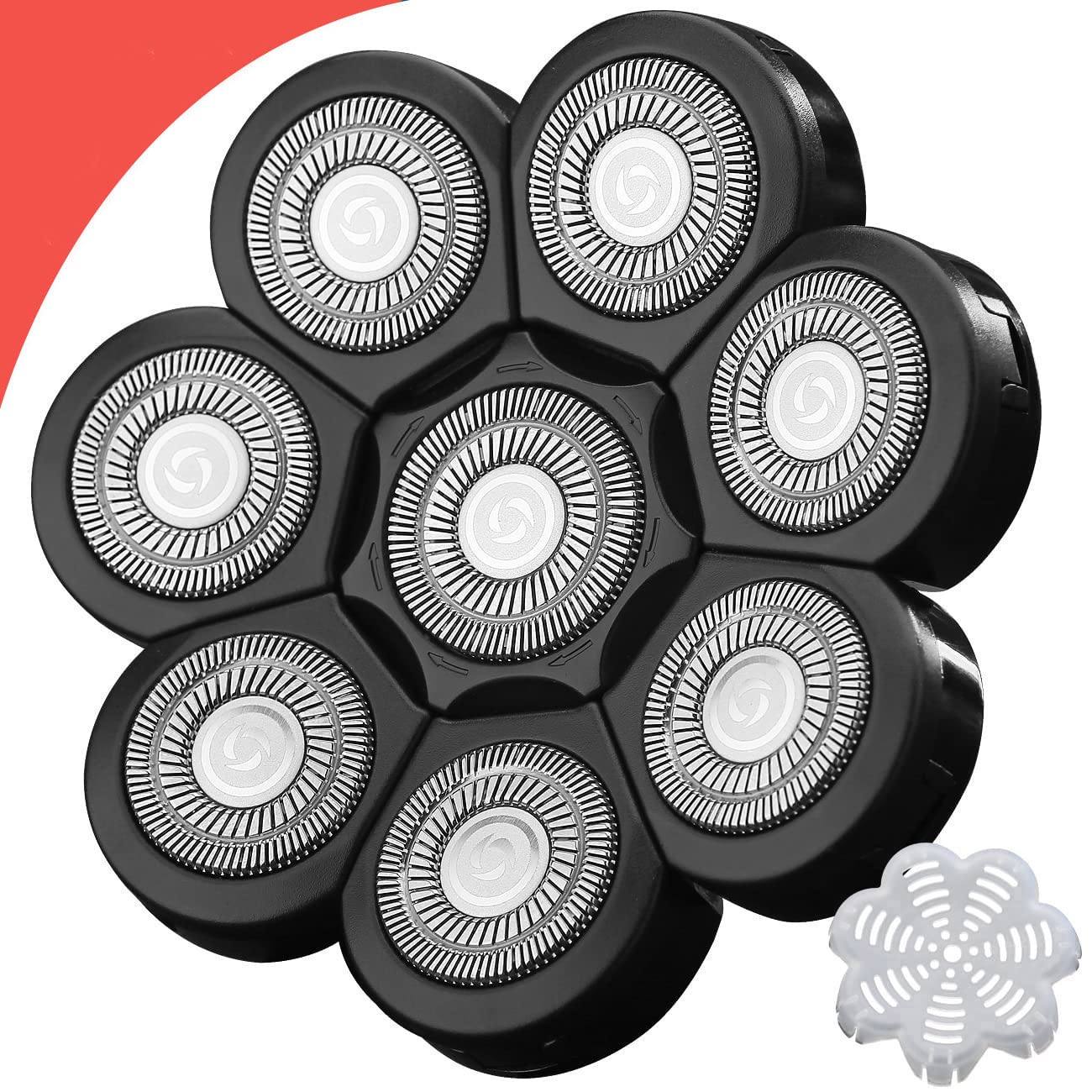 Universa 8 Blades Replacement Heads for Mainstream head shaver brands, Head Shaver Replacement Blades (8 Black)