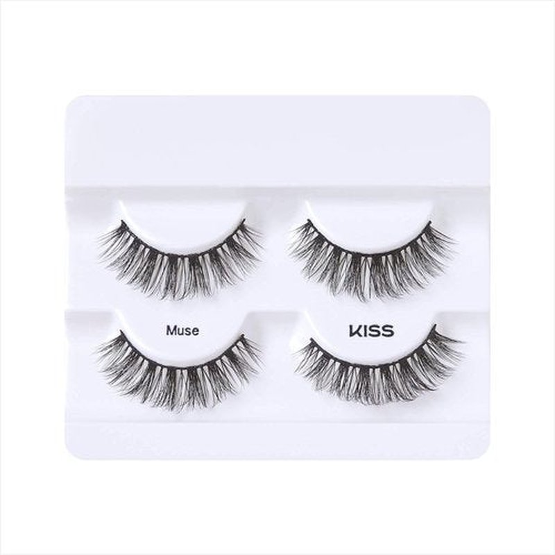 KISS Faux Mink, False Eyelashes, 'Muse', 14mm, Includes 2 Pairs Of Lashes, Easy to Apply, Reusable Lash Clusters