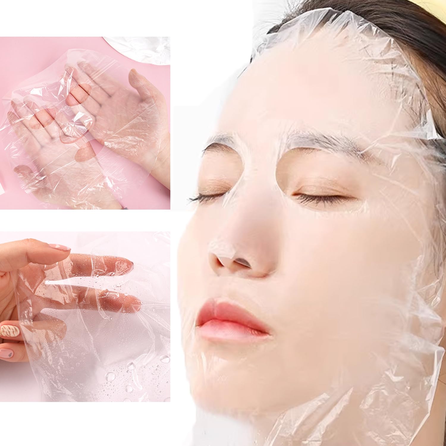 UtySty 400 Pack Plastic Facial Mask Disposable Sheet Mask Wrap Face Moisturizer Mask DIY Forehead Wrinkle Patches for Clay Face Creams Mud Mask Collagen Moisturizing Cream Night Lotion Absorbing
