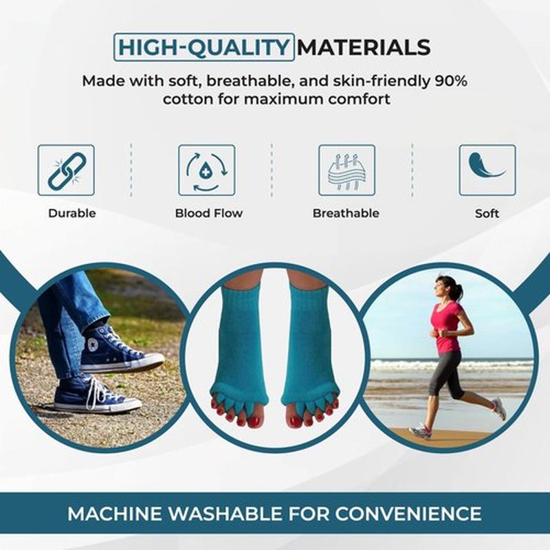 Happy Feet Toe Separator Alignment Socks - Comfortable Toe Separator Socks Massage Socks – Prevent Foot Cramp and hammertoes (Teal)