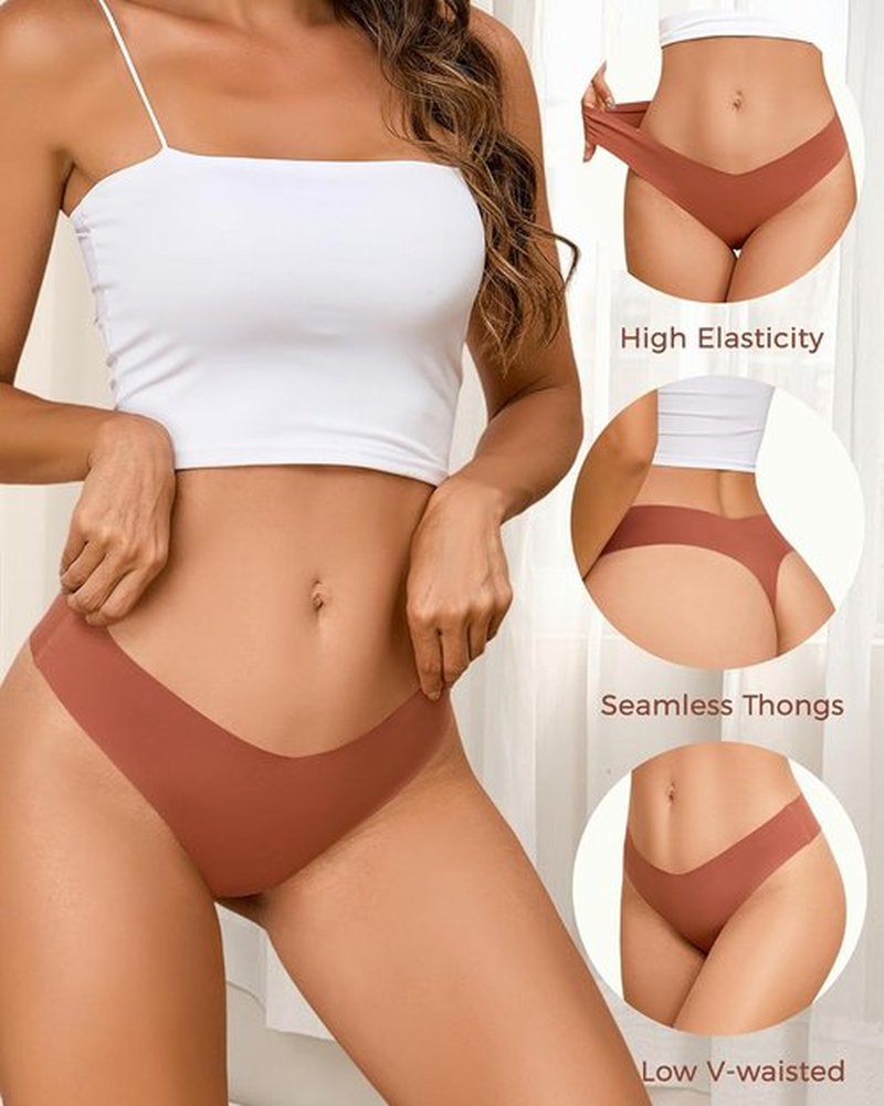 Take Talk Women's Seamless Thongs - 9 Pack No Show V-Waisted Invisible Panties for Ultimate Comfort