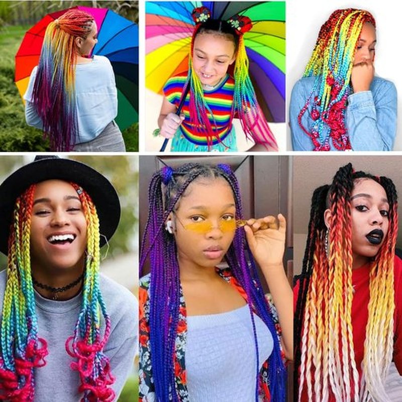 Pre Stretched Braiding Hair Extensions 30 Inch 3 Packs Crochet Twist Braids Hair High Temperature Synthetic Fiber Braid Hair Hot Water Setting（30",Black-Purple-Rose Red）
