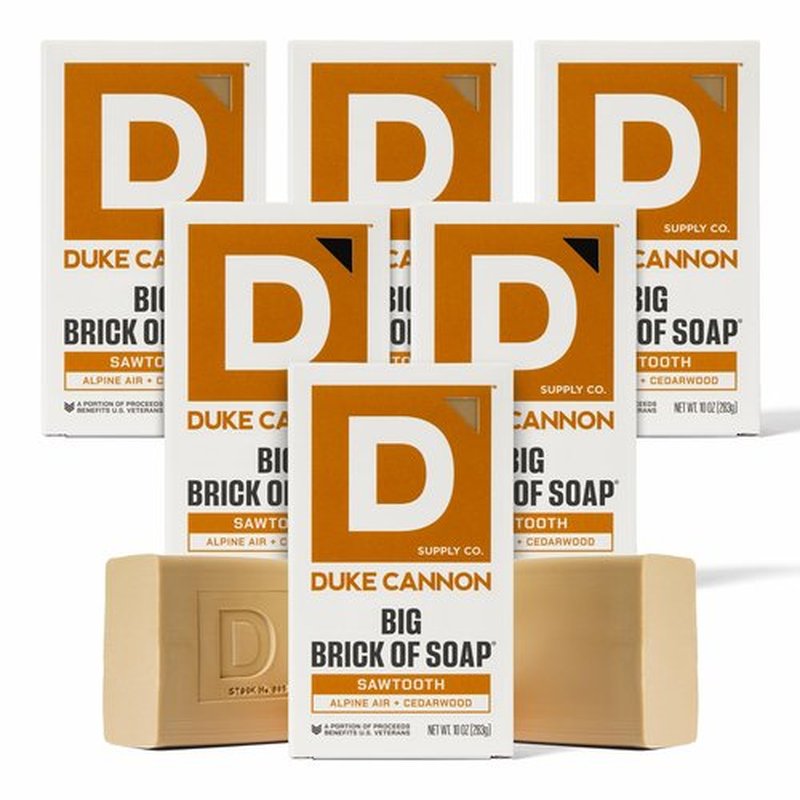 Duke Cannon Supply Co. Extra Large Bar Soap Bundle - Men's Natural Bar Soap with Masculine Scents - American-made soap - All Skin Types -Big Brick of Soap - 6 Pack - Sawtooth,10 oz (6 Pack)